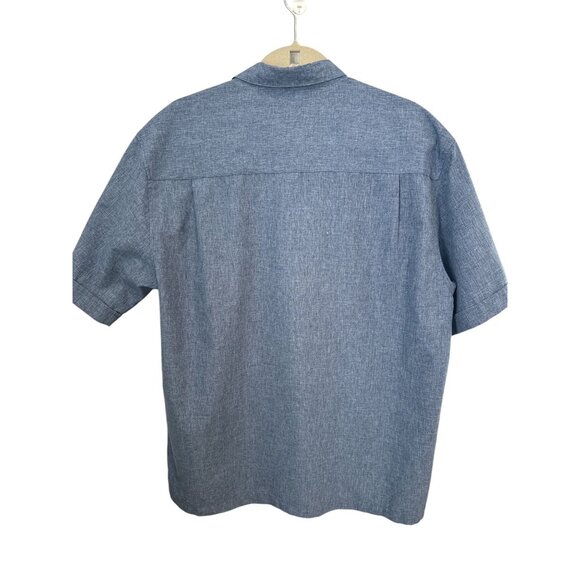 Cubavera Men's Geo Embroidered Panel Chambray Shirt size large - Picture 3 of 8